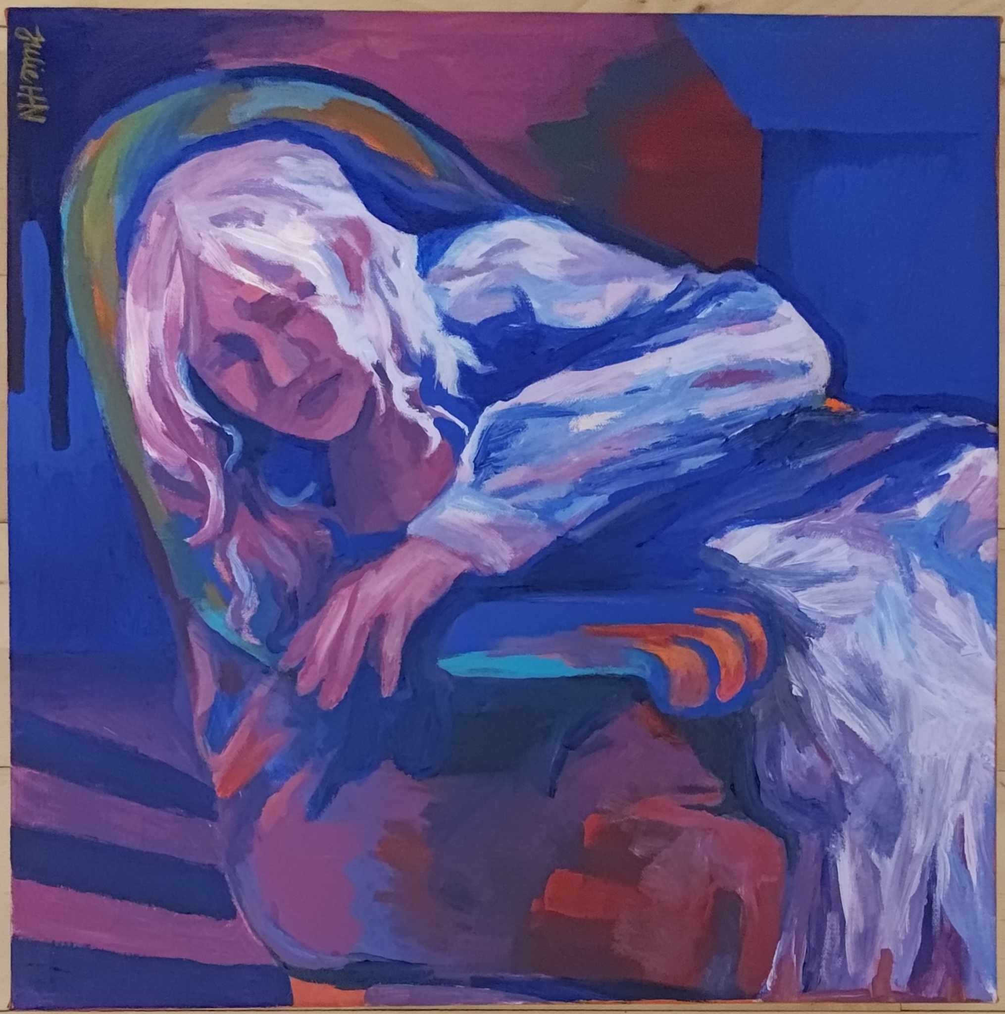 Pris: 1500 kr.<br/>Type Maling: Akryl<br/>Størrelse: 50x50x3,6cm<br/>Dato Malet: 22/01/2024